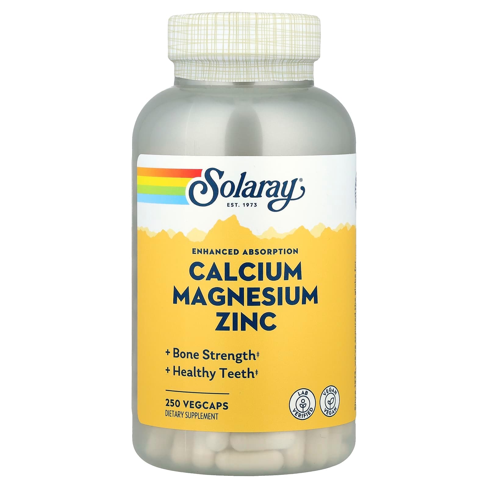 Solari Calcium Magnesium Zinc 250 Vegetable Capsules