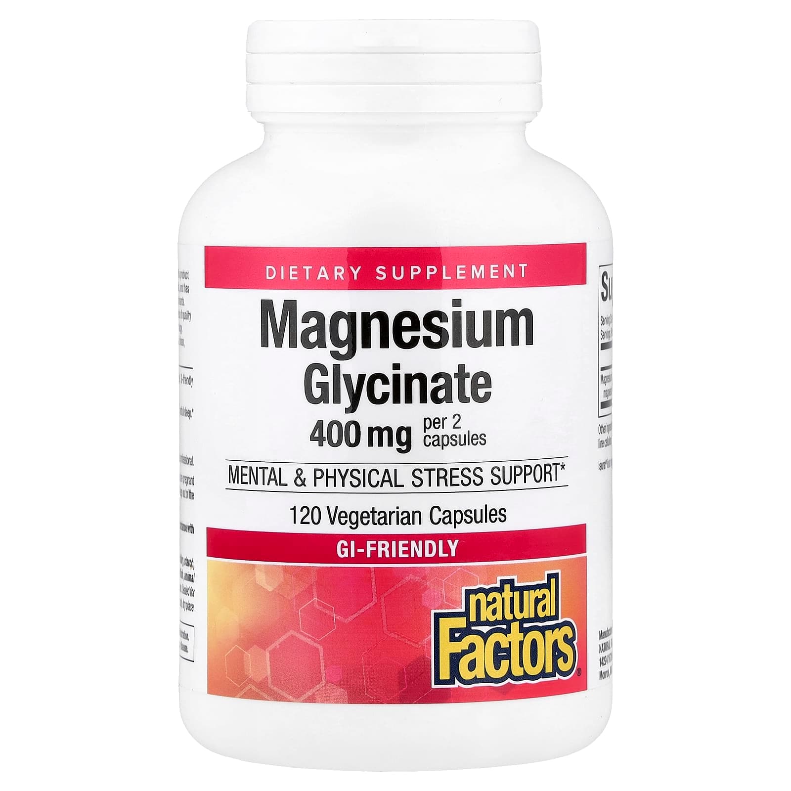 Natural Factors, Magnesium Glycinate, 400 mg, 120 Vegetarian Capsules