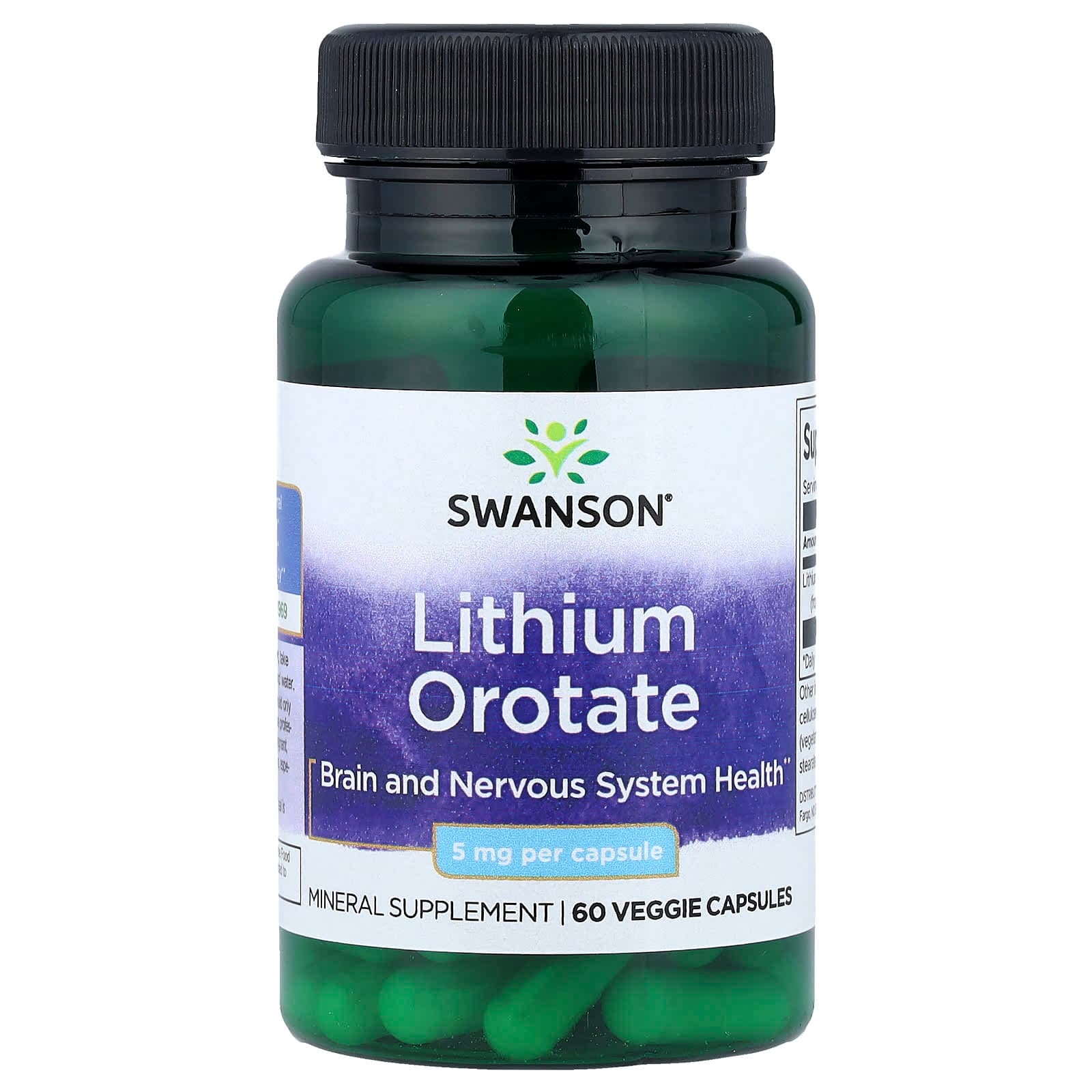 Swanson Lithium Orotate 5mg 60 Capsules