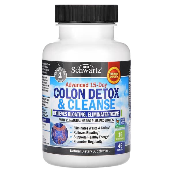 BioSchwartz Colon Detox & Cleanse 45 Capsules | مكمل دعم صحة القولون والهضم