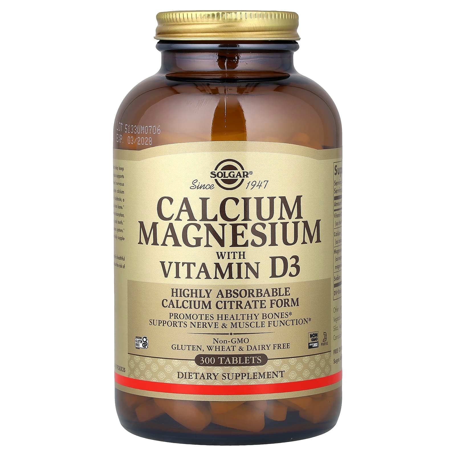 Solgar, Chelated Calcium Magnesium With D3, 300 tab