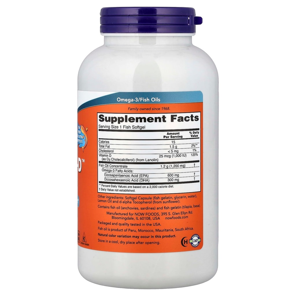 Now, Omega-3-D, Fish oil, ultra, 600 EPA & 300 DHA , 180 Soft 2