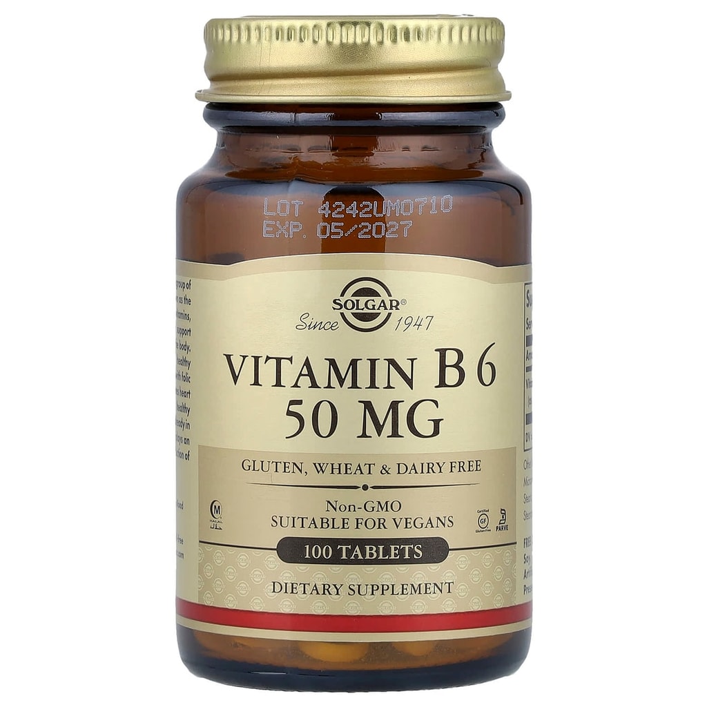 سولجار فيتامين ب6 50 مجم 100 قرص | دعم الطاقة والجهاز العصبي | Solgar Vitamin B-6 1