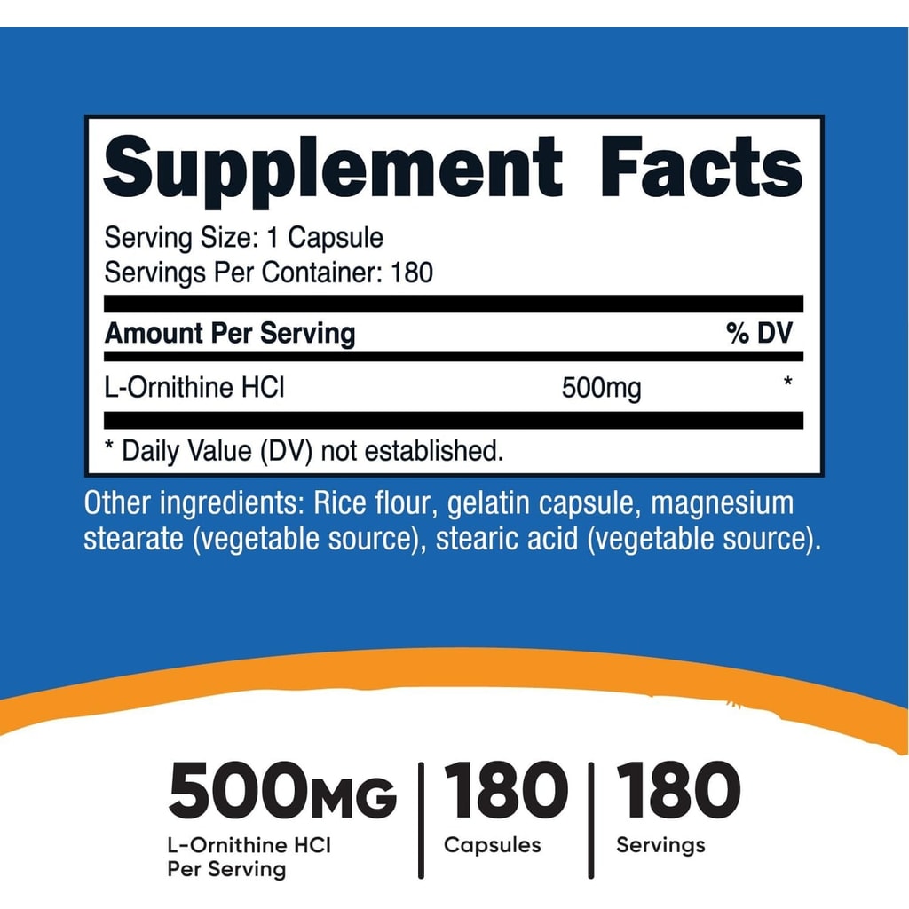 Nutricost L-Ornithine 500 mg - 180 Capsules 4
