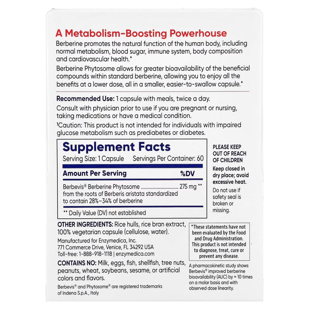 Enzymedica,  Berberine Phytosome,  60  cap 2