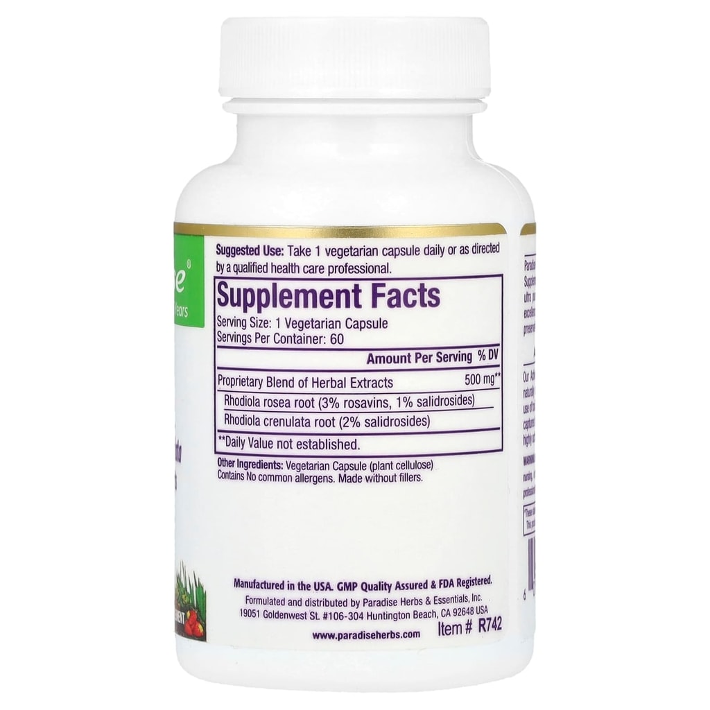 Paradise Herbs, Rhodiola, 60 veg cap 2