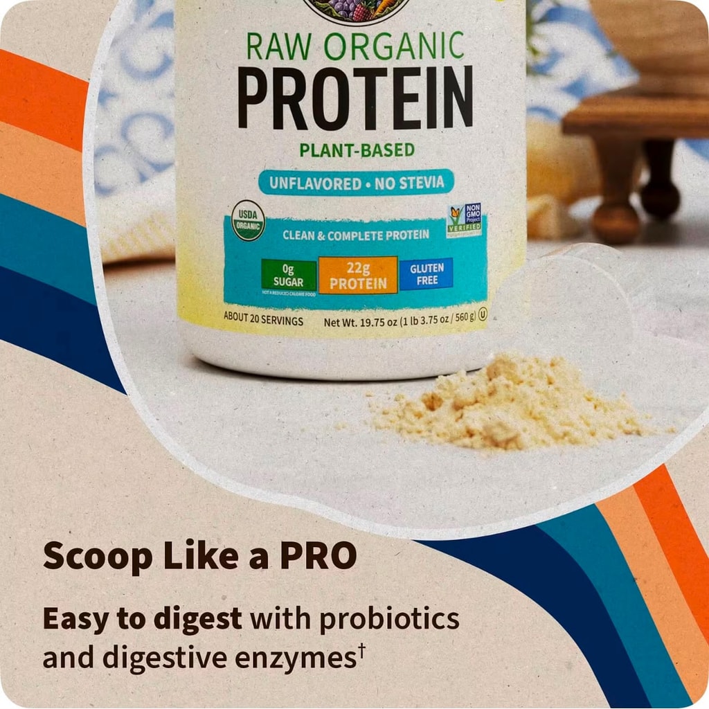 بروتين خام عضوي غير منكه من جاردن أوف لايف (560 جم) - Garden of Life RAW Organic Protein, Unflavored, 1 lb 3.75 oz 2