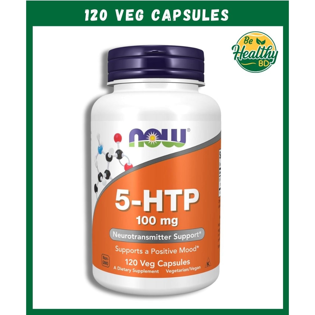 صورة أمامية لعبوة ناو 5-HTP بتركيز 100 ملغ، 120 كبسولة نباتية 1