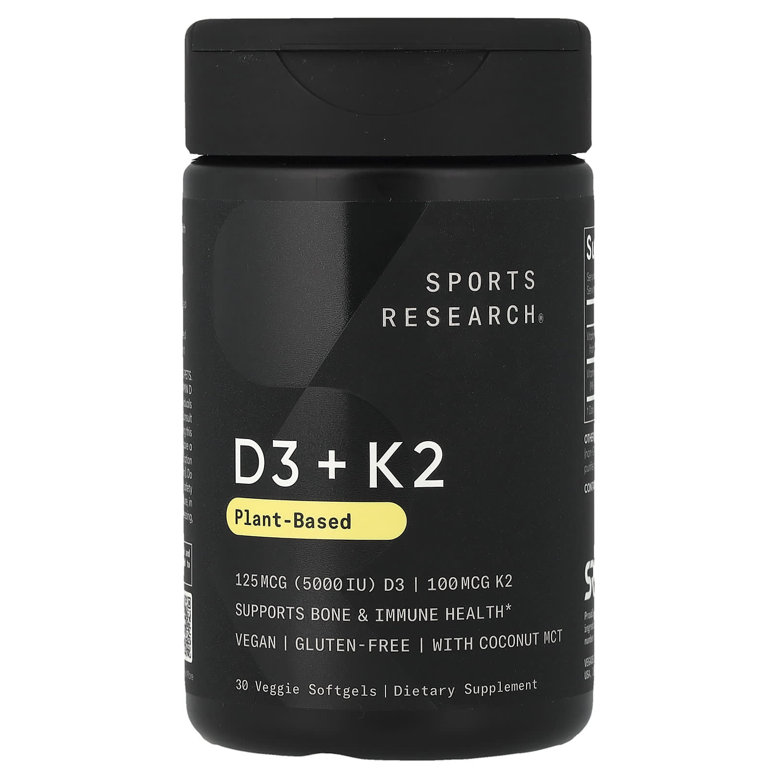 Sports Research, D3 + K2, Plant-Based